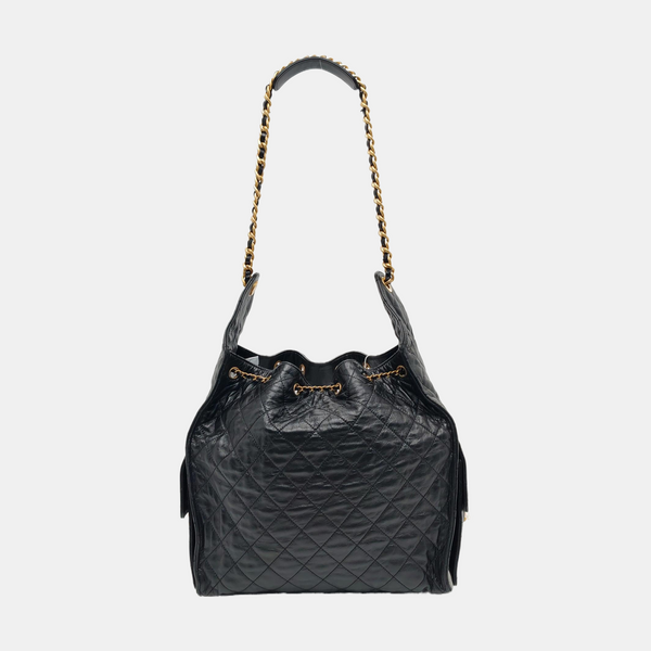 CHANEL 25 Medium Quilted Calfskin Black