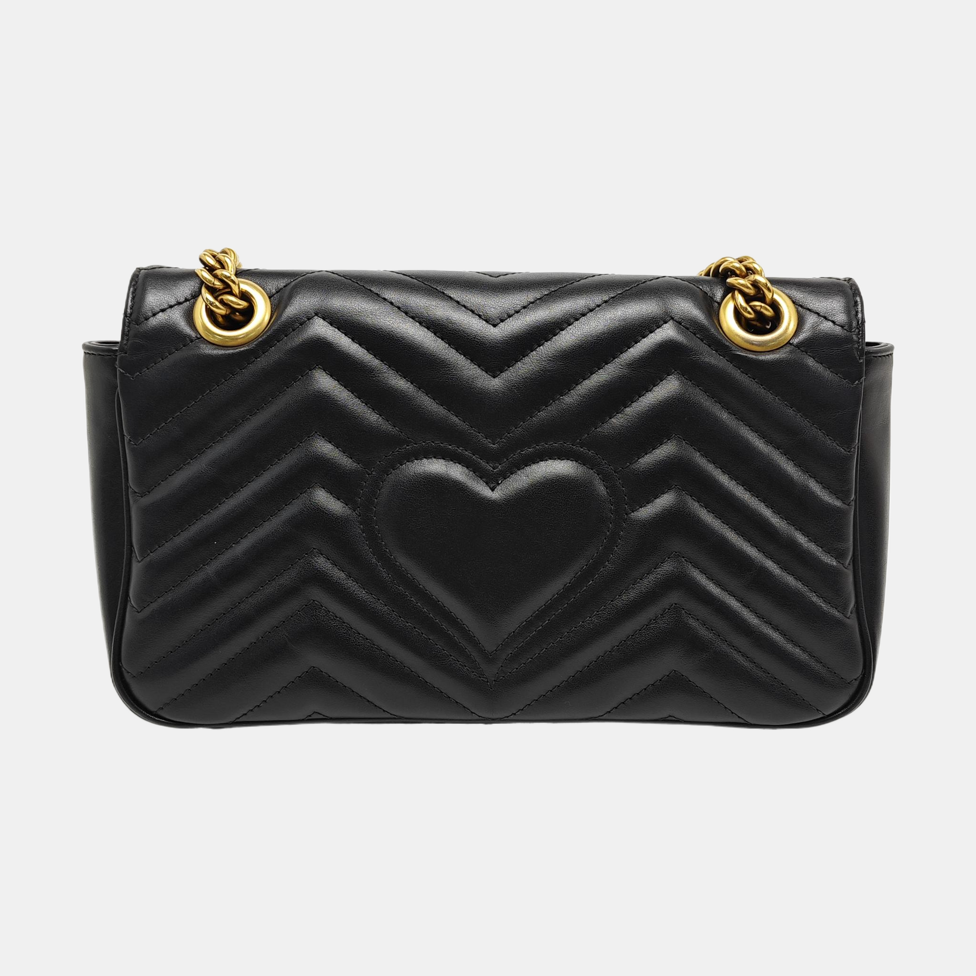 GG Marmont Medium Quilted Calfskin Black