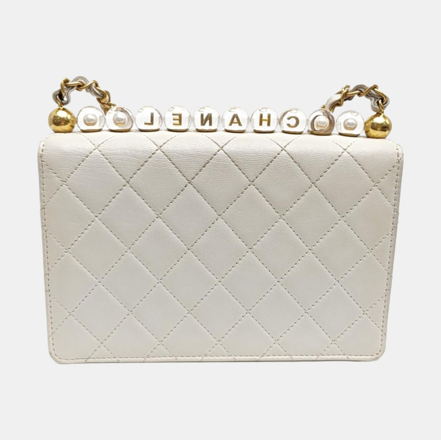 Quilted Lambskin Shoulder Bag White