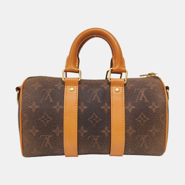 KEEPALL Monogram Coated Canvas Brown