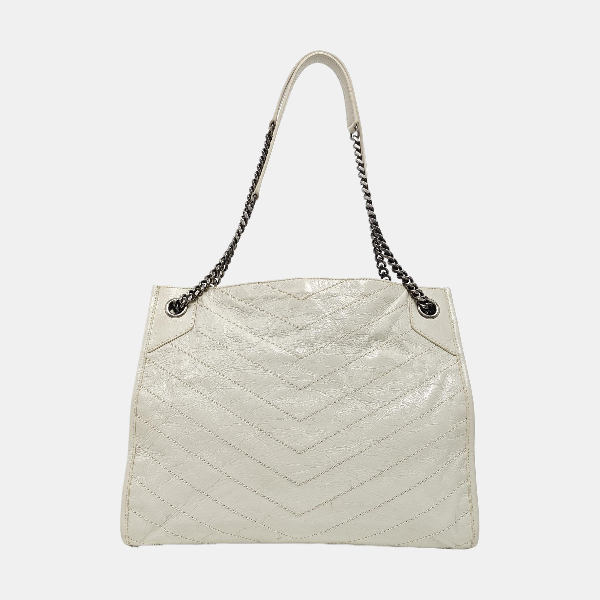 NIKI Medium Chevron Calfskin Beige