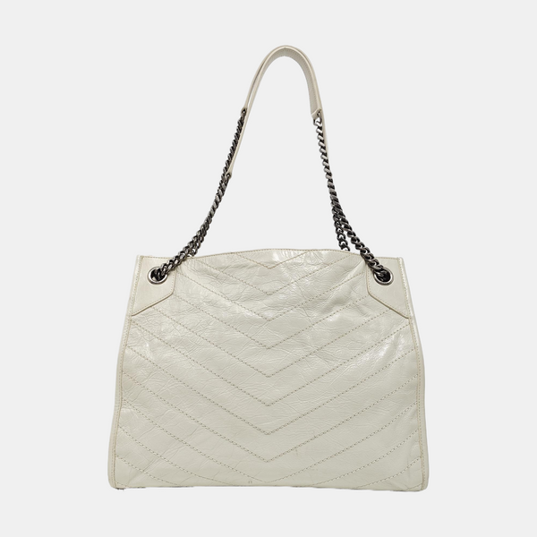 NIKI Medium Chevron Calfskin Beige