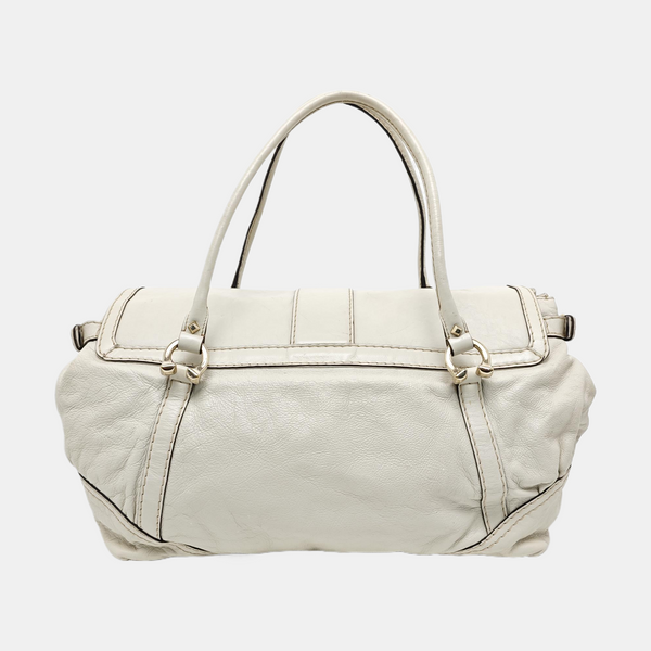 Calfskin Top Handle Bag White