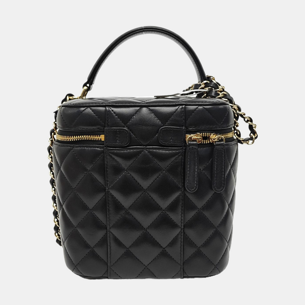 VANITY CASE Small Quilted Lambskin Black