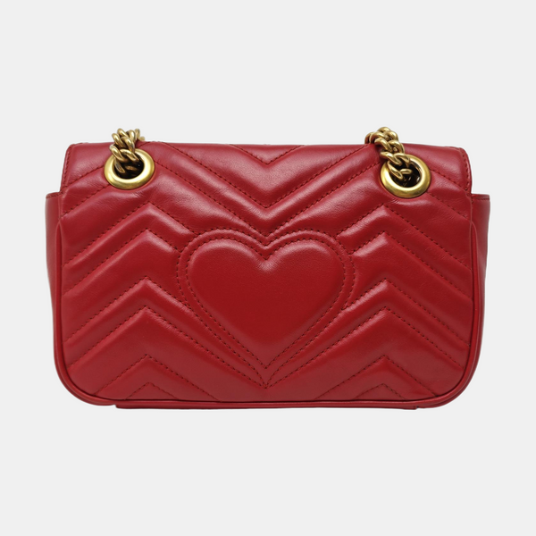 GG Marmont Small Quilted Calfskin Red
