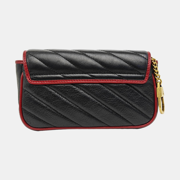 GG Marmont Super Mini Quilted Calfskin Black