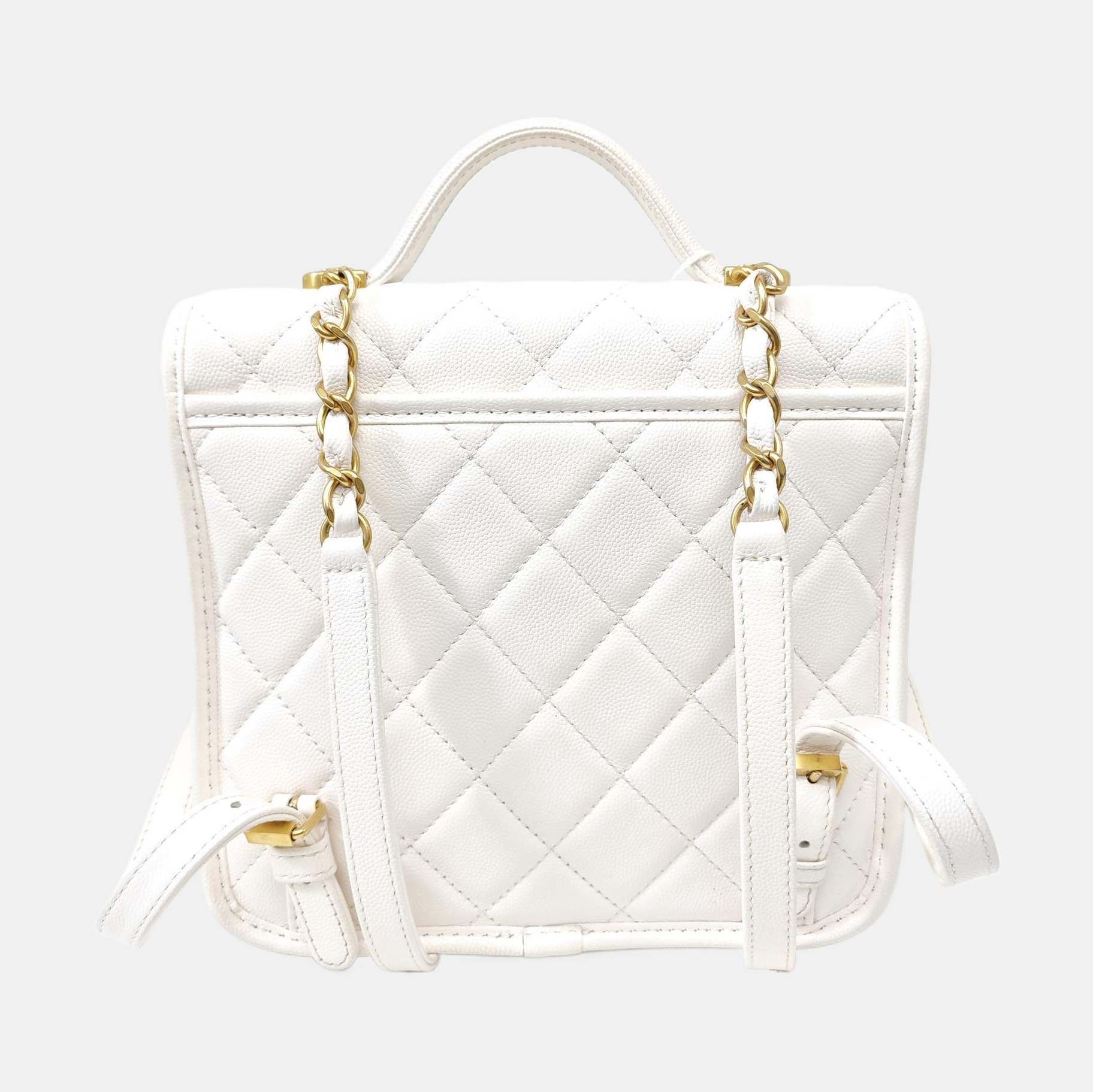 Quilted Calfskin Backpack White