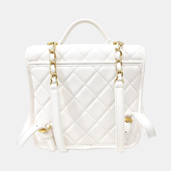 Quilted Calfskin Backpack White