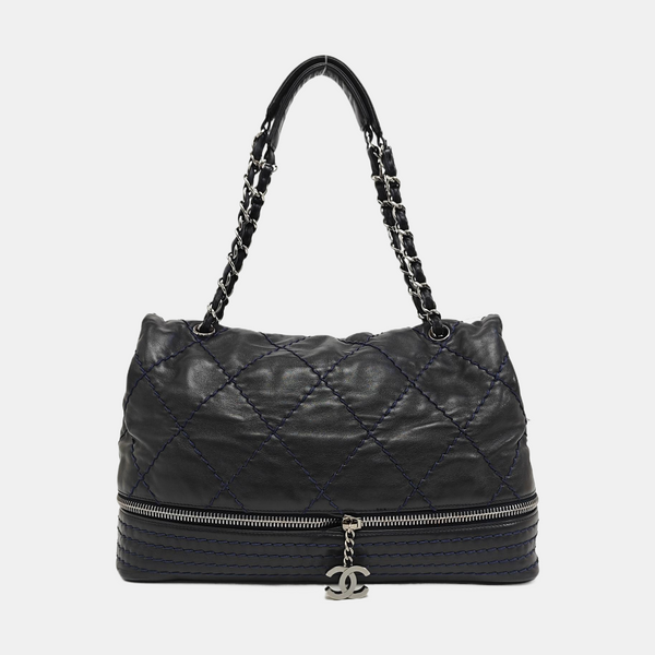 Quilted Lambskin Shoulder Bag Black