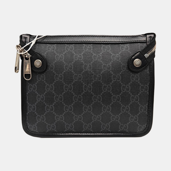 Monogram Calfskin Shoulder Bag Small Black