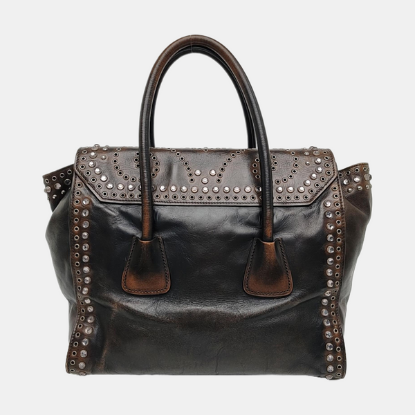 Calfskin Top Handle Bag Brown
