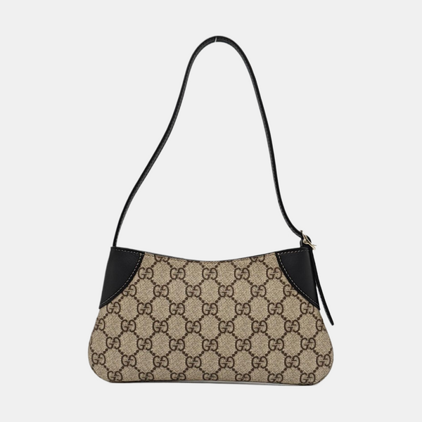 GG Emblem Small Monogram Coated Canvas Beige
