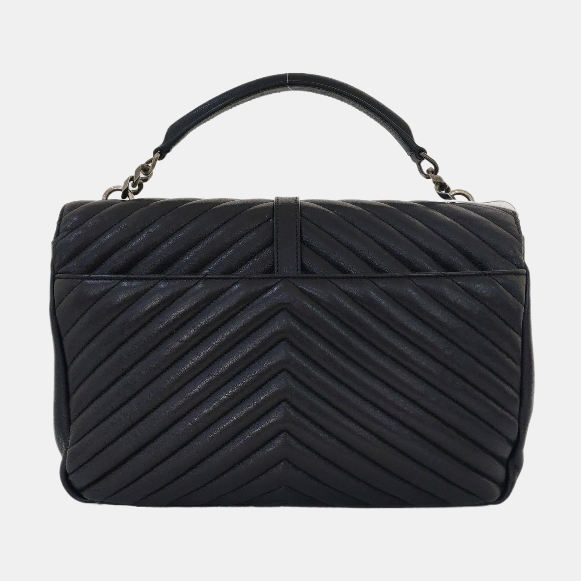 COLLEGE Large Chevron, Quilted Lambskin Black