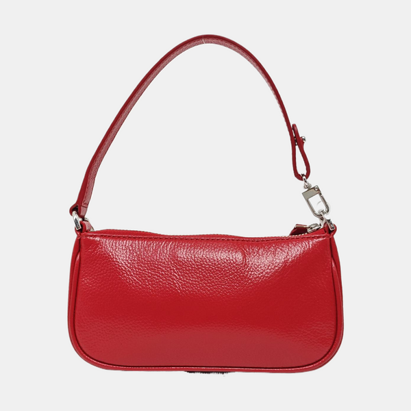 Leather Top Handle Bag Red