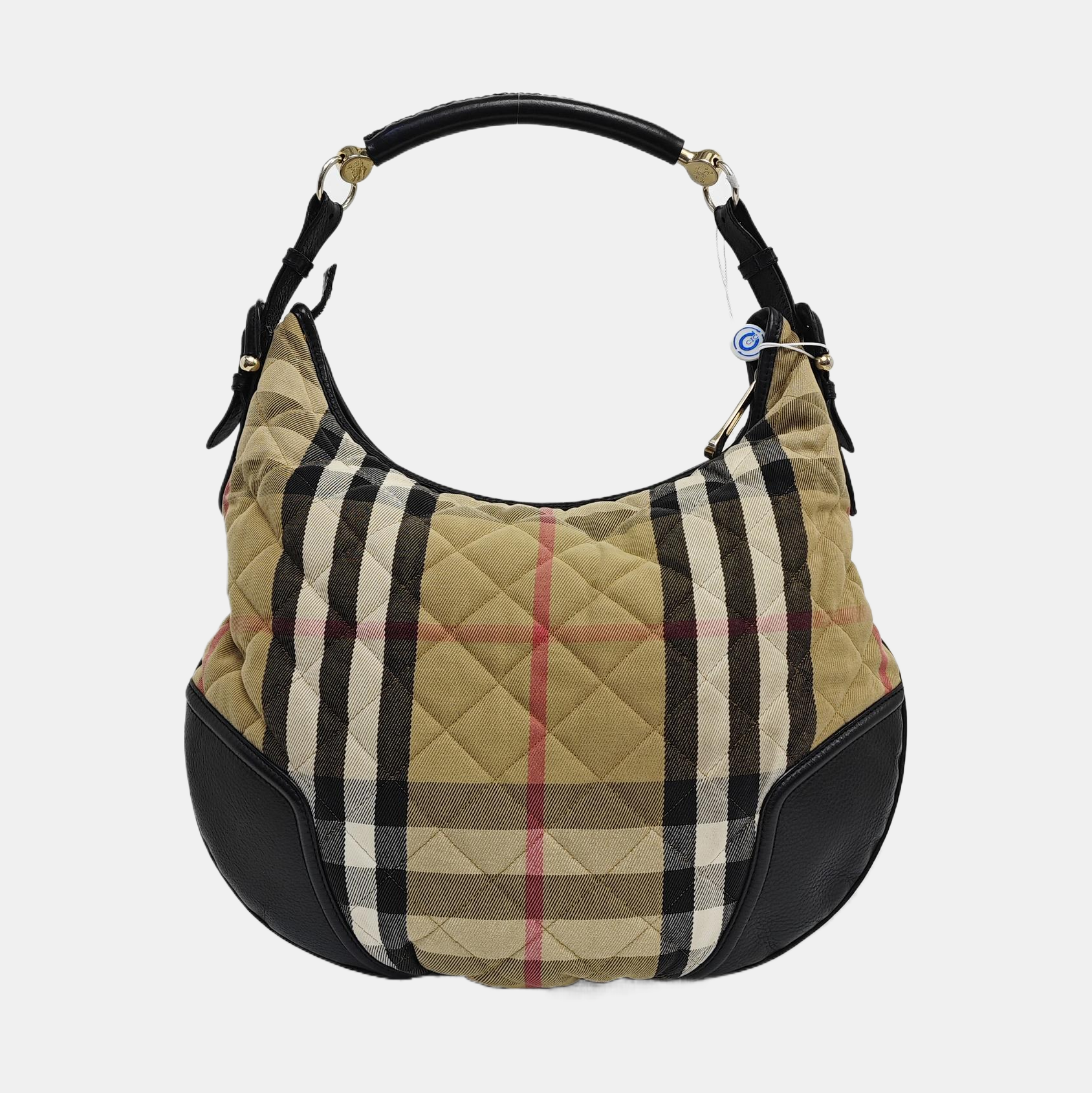 Quilted Canvas Top Handle Bag Beige