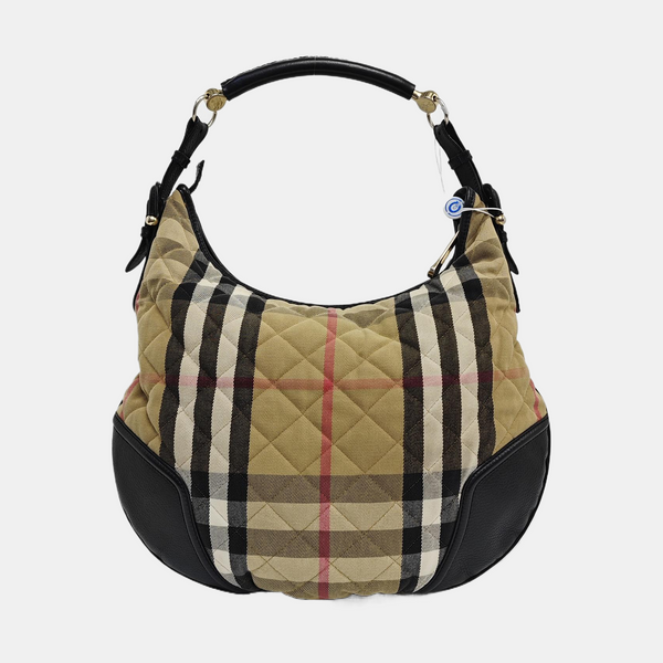 Quilted Canvas Top Handle Bag Beige