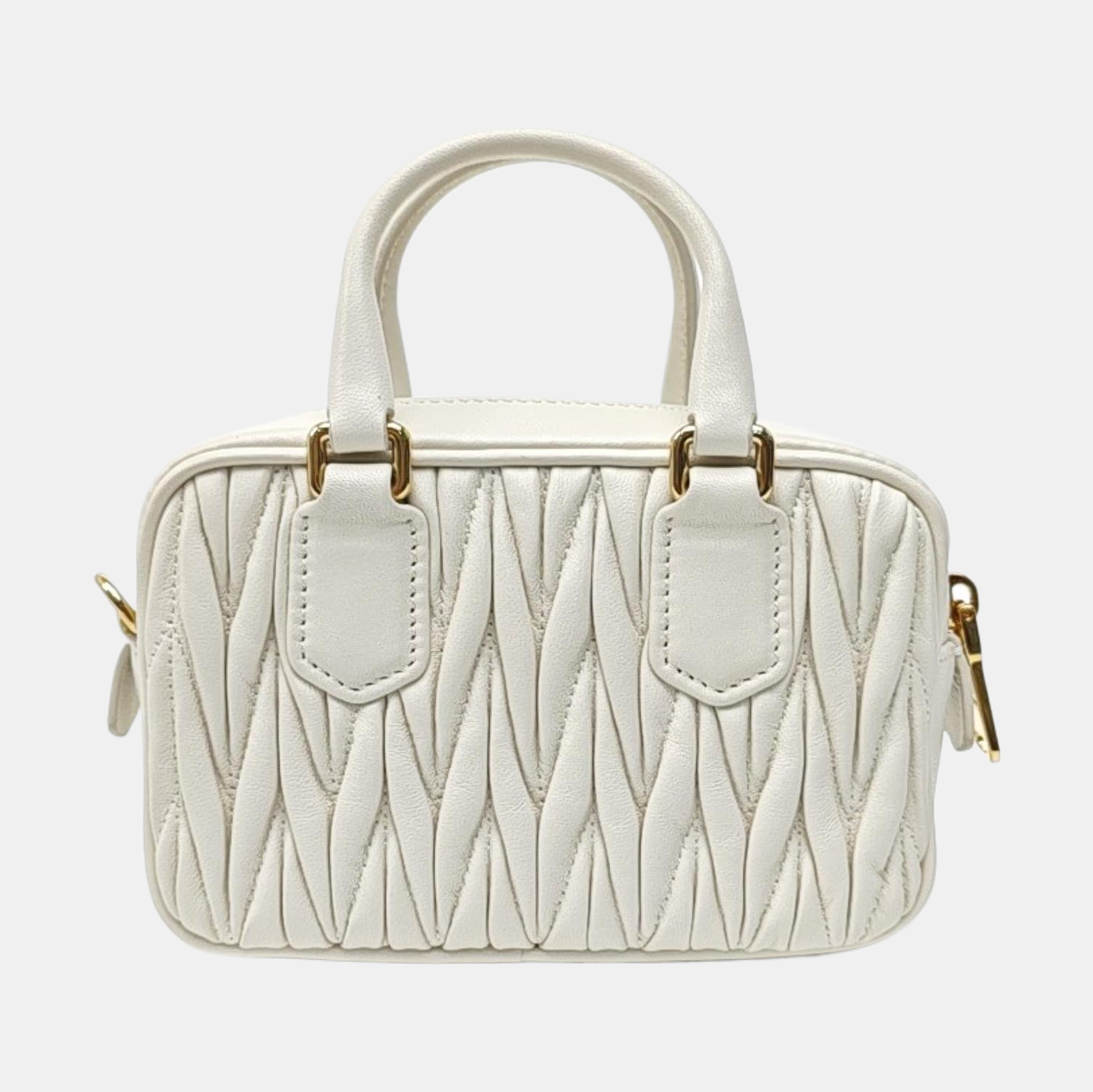 Arcadie Matelassé Mini Quilted Lambskin White