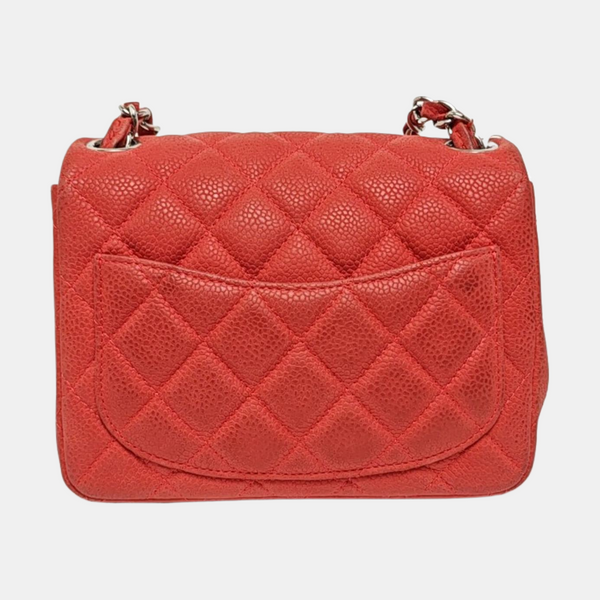 CLASSIC FLAP Mini Quilted Grained Calfskin Red