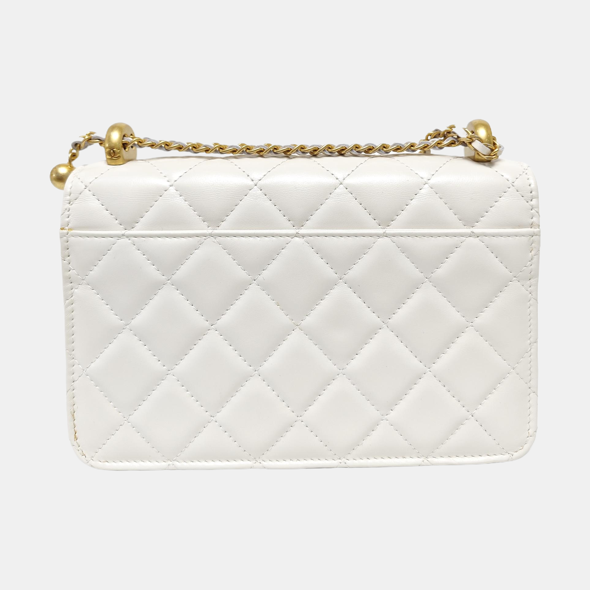 Quilted Calfskin Shoulder Bag White