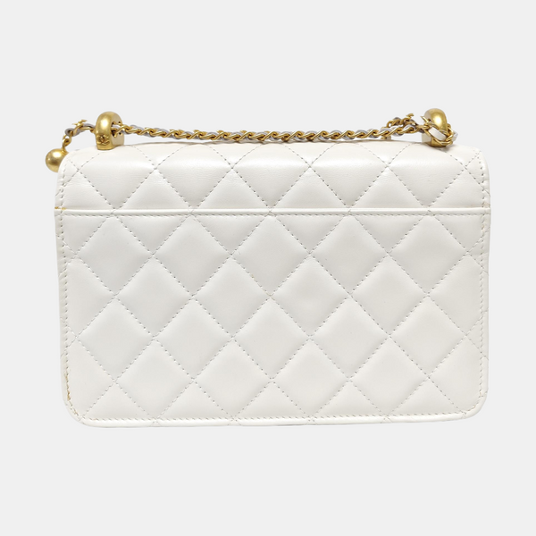 Quilted Calfskin Shoulder Bag White