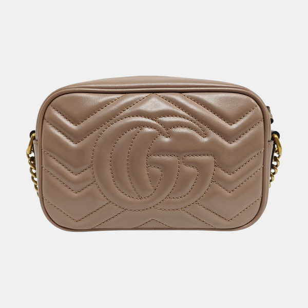 GG Marmont Mini Quilted Calfskin Beige