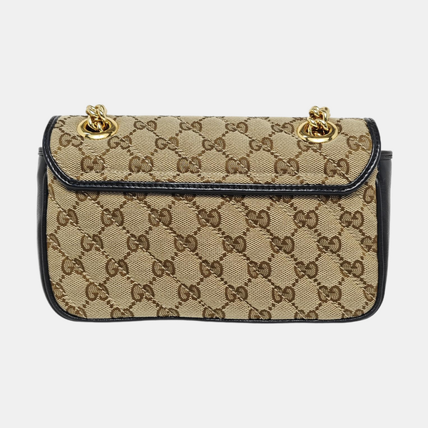 GG Marmont Small Quilted Canvas Brown