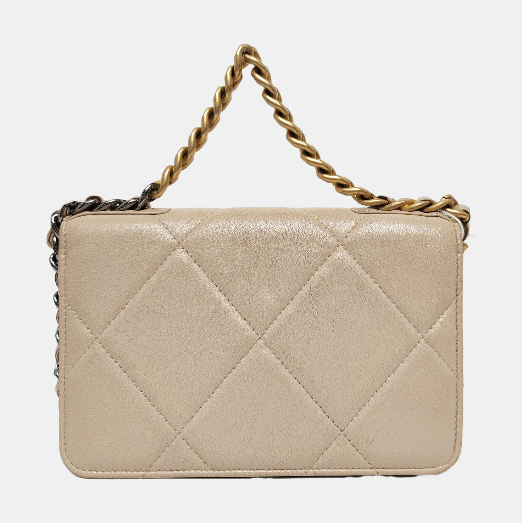 CHANEL 19 WOC Piel de cordero acolchada beige