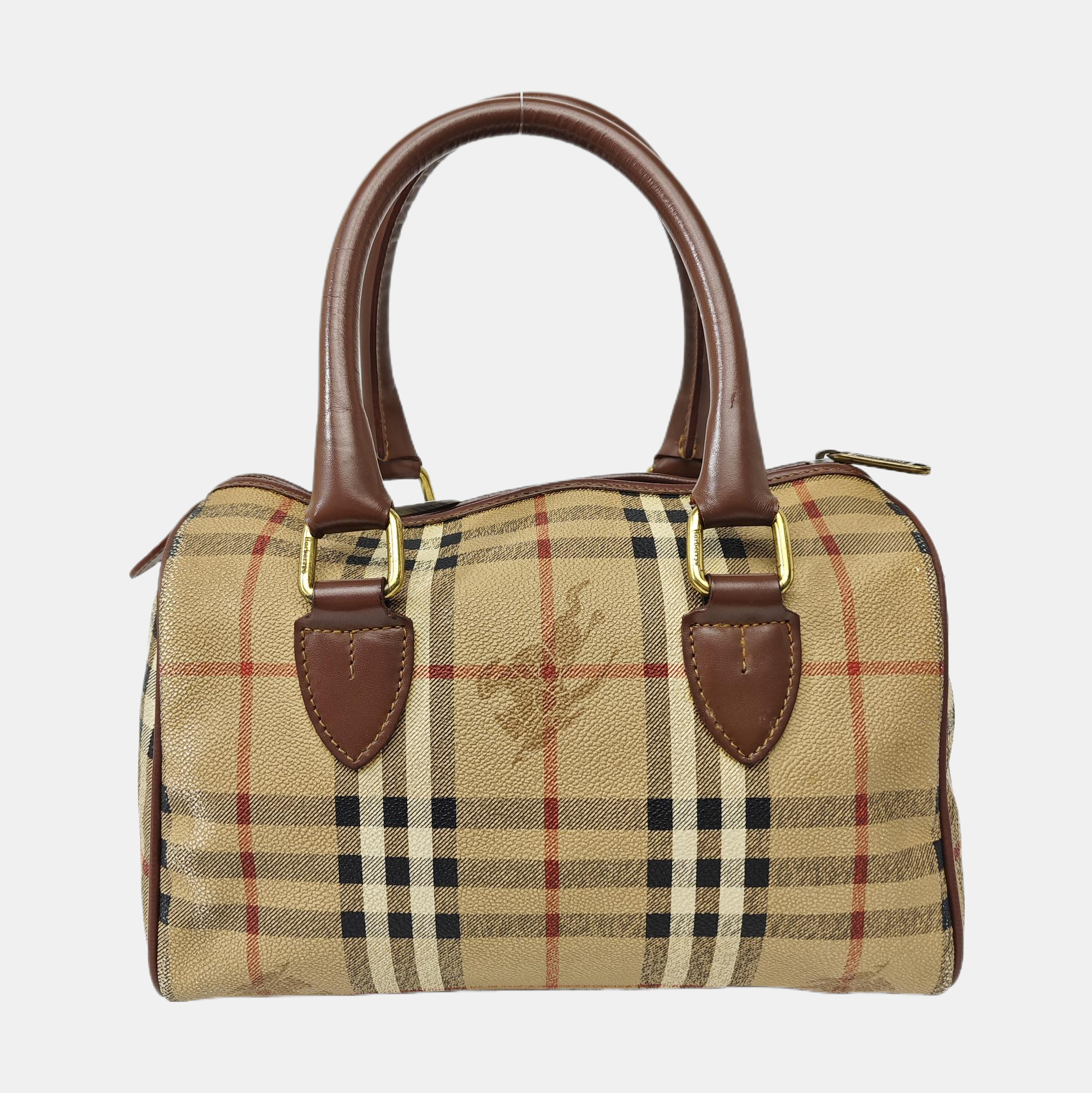 Coated Canvas Top Handle Bag Beige