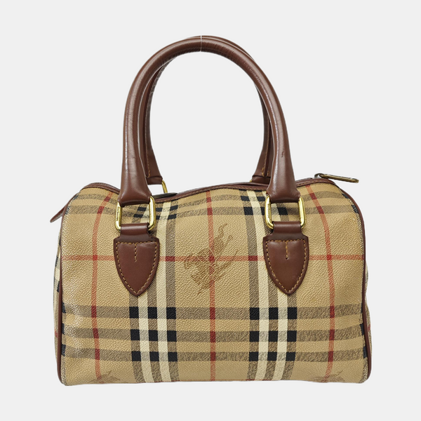 Coated Canvas Top Handle Bag Beige