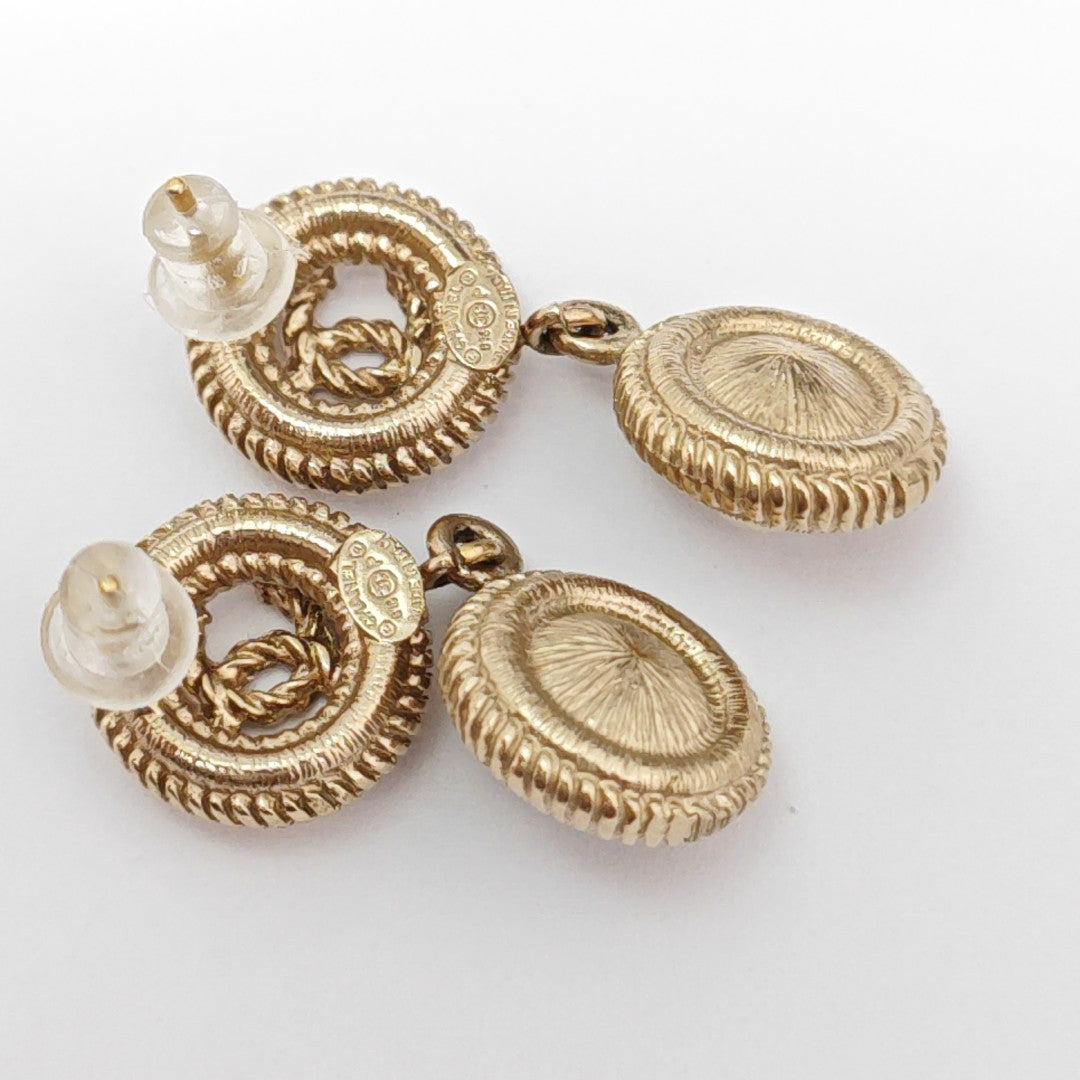CC Logo Metal Gold Stud Earrings