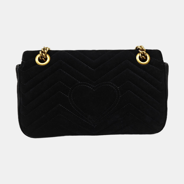 GG Marmont Medium Quilted Velvet Black