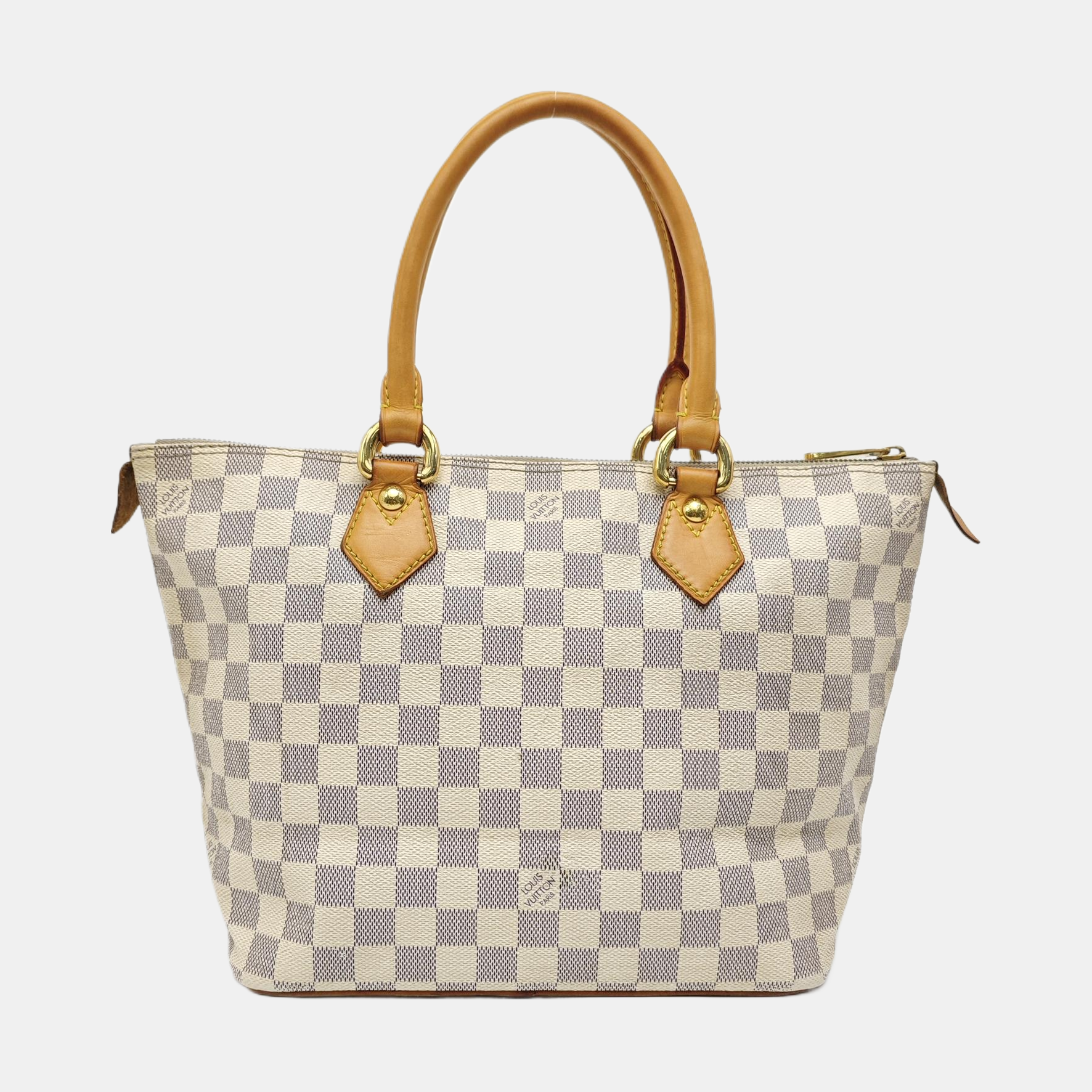 SALEYA PM Damier Azur Coated Canvas White
