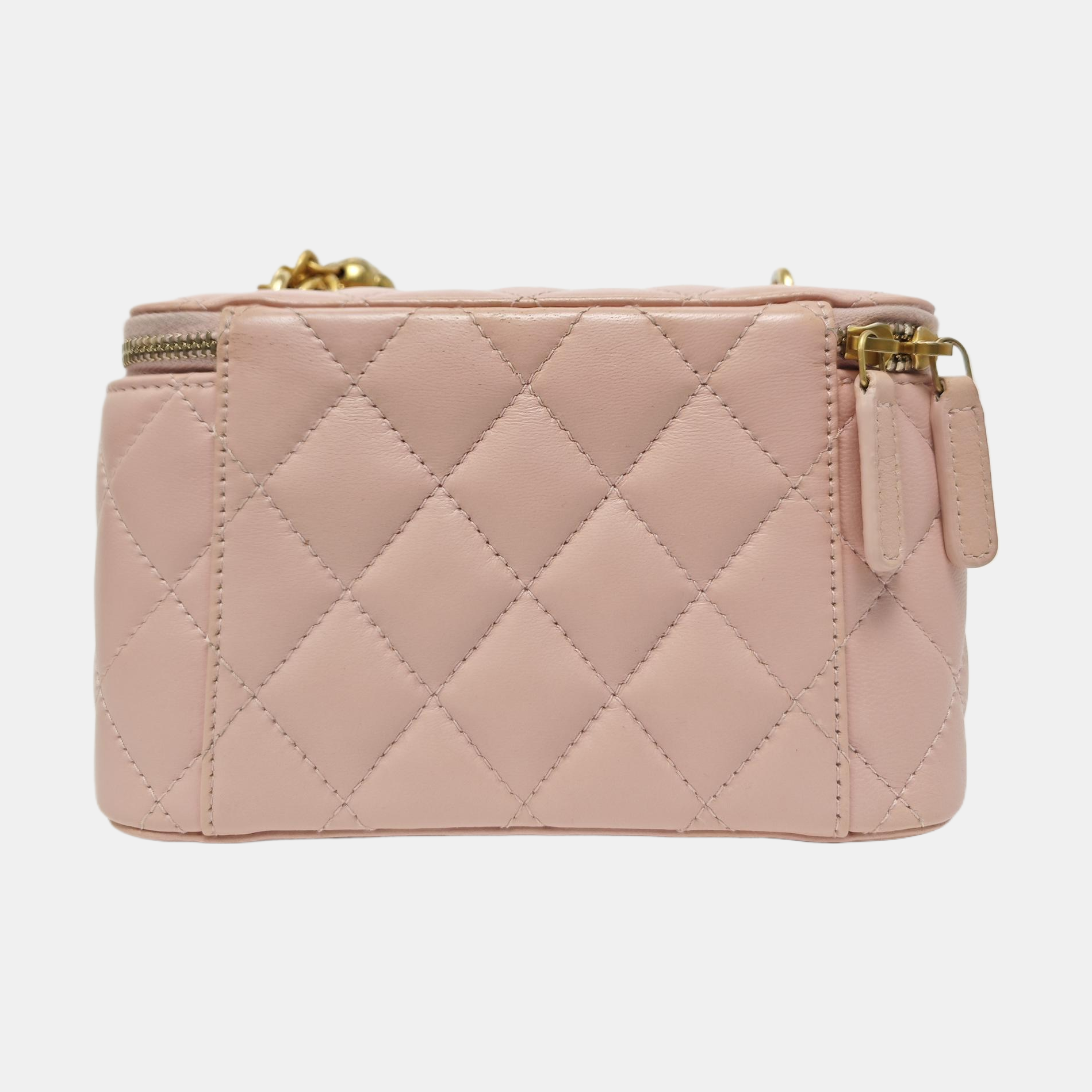 VANITY CASE Small Quilted Lambskin Pink