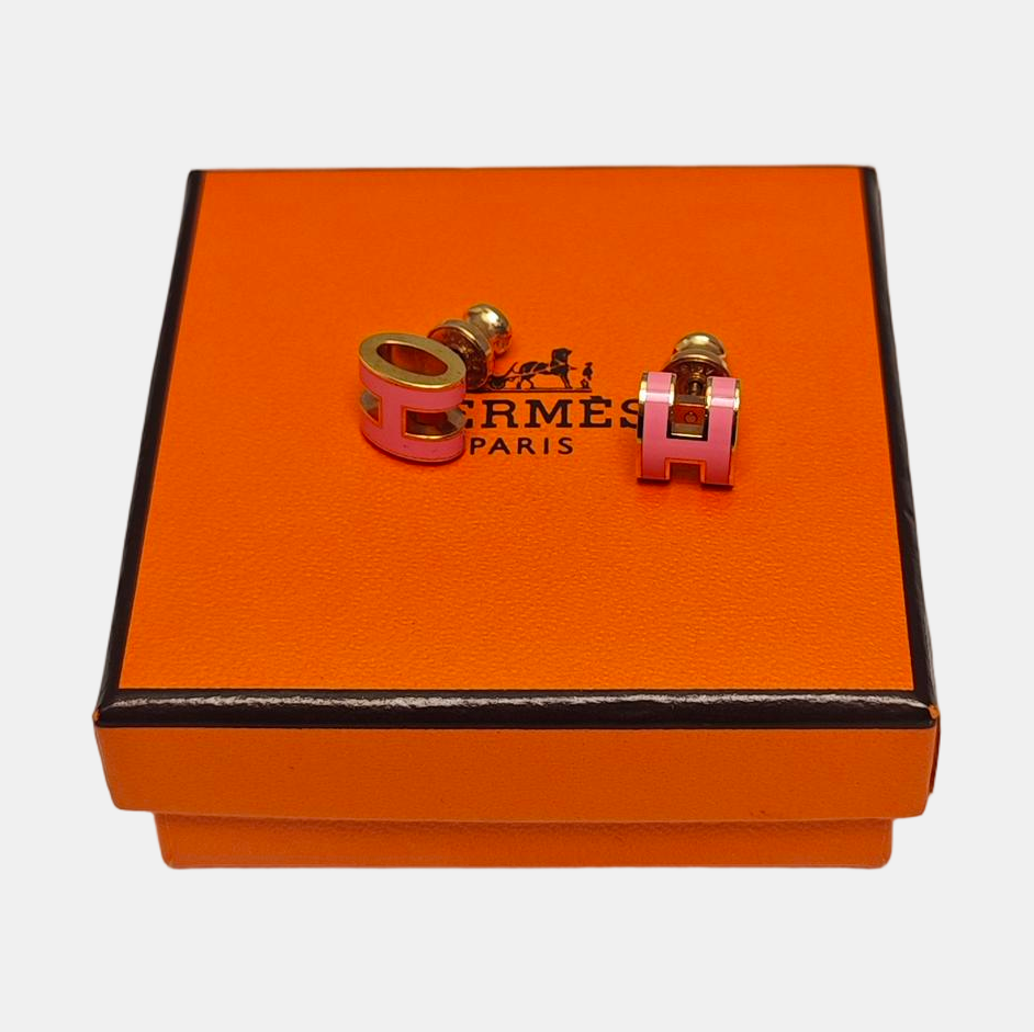 Pop H Metal Rose Gold Stud Earrings