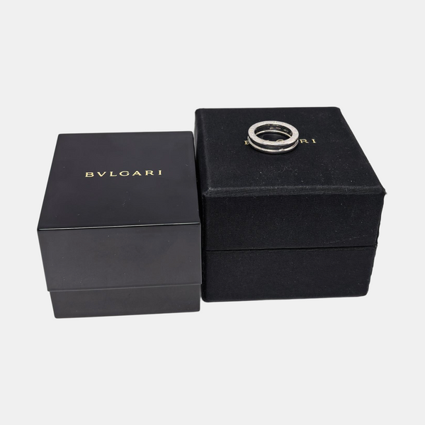 B.ZERO1 18k White Gold Silver Ring EU 49