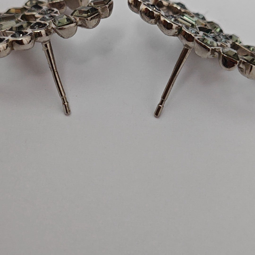 CC Logo Metal Gray Stud Earrings