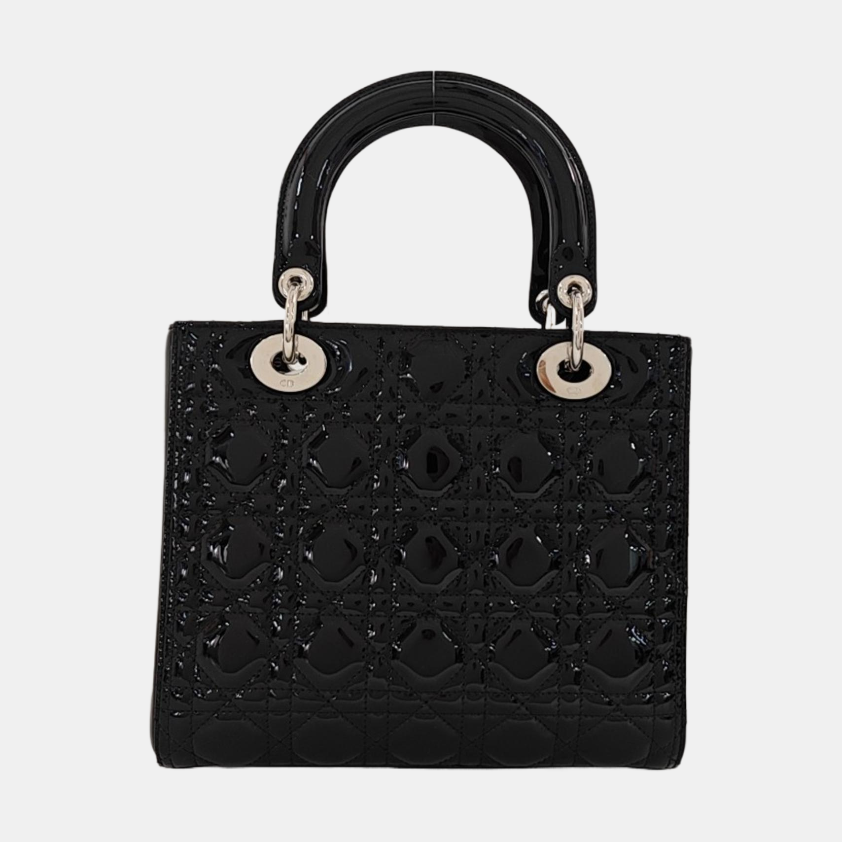 Lady Dior Medium Cannage Patent Leather Black