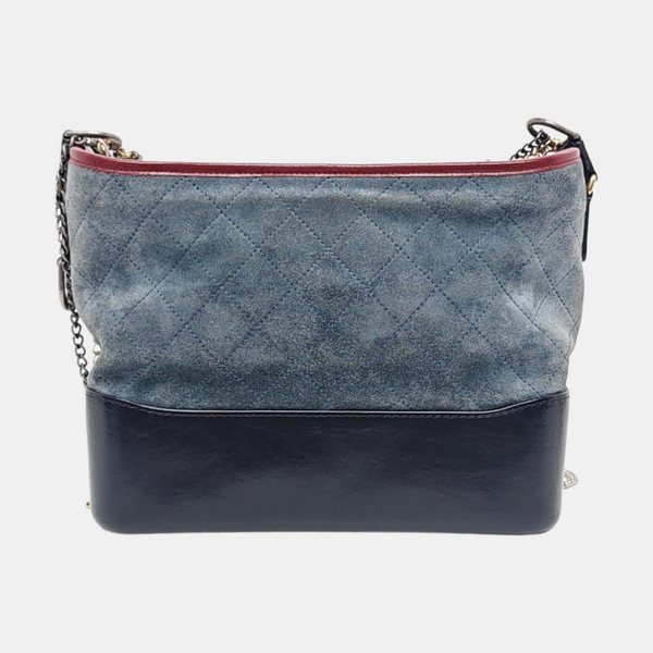 GABRIELLE Medium Quilted Suede Blue