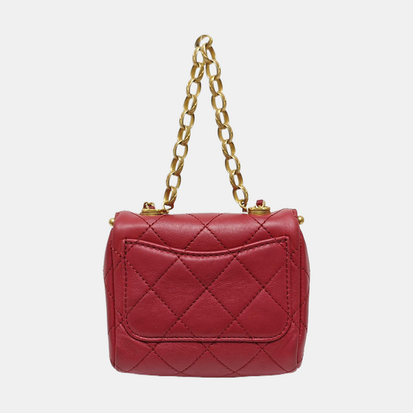 Quilted Lambskin Shoulder Bag Small Red