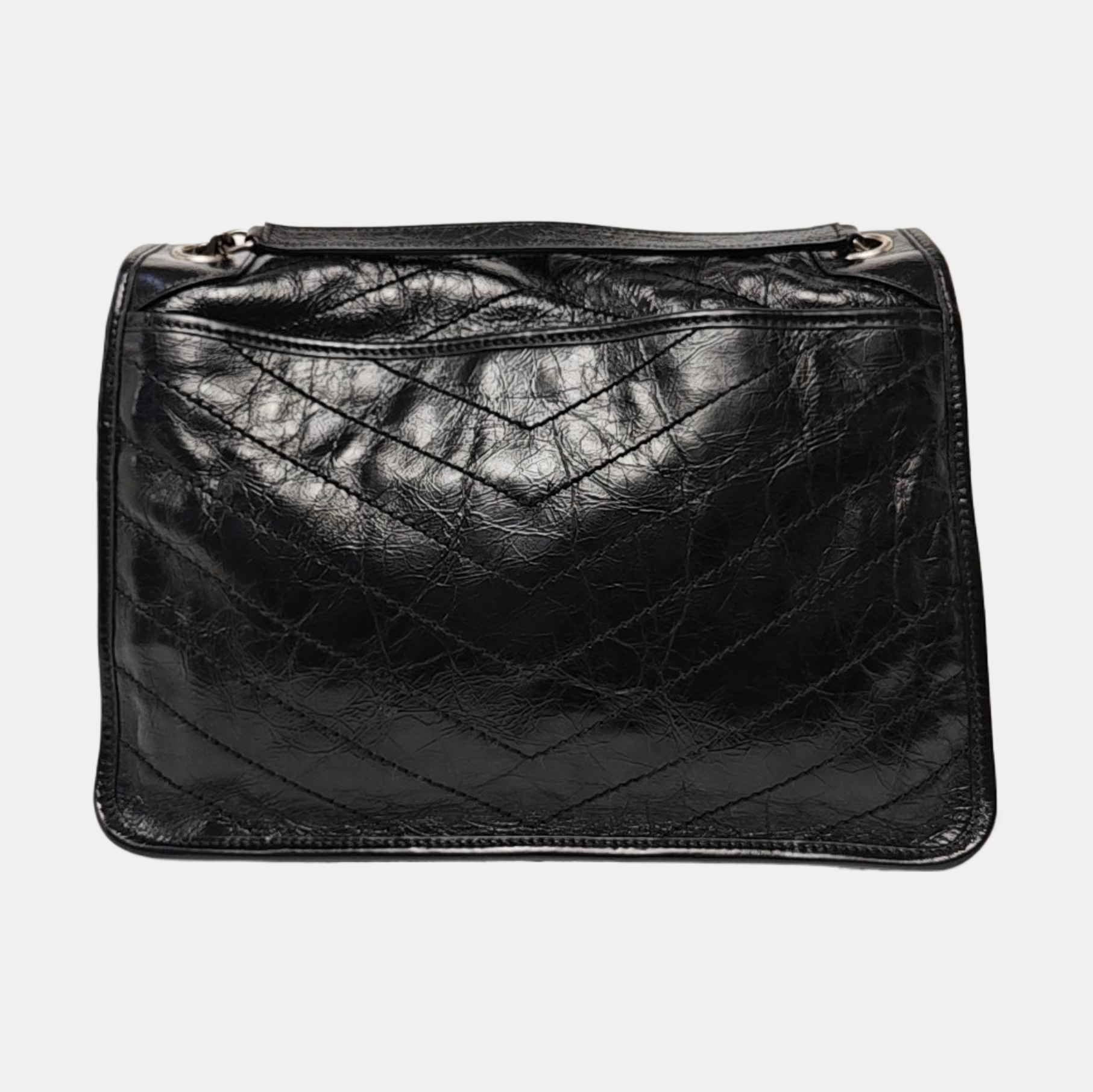 NIKI Large Chevron Calfskin Black