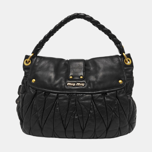 Miu Coffer Quilted Lambskin Black