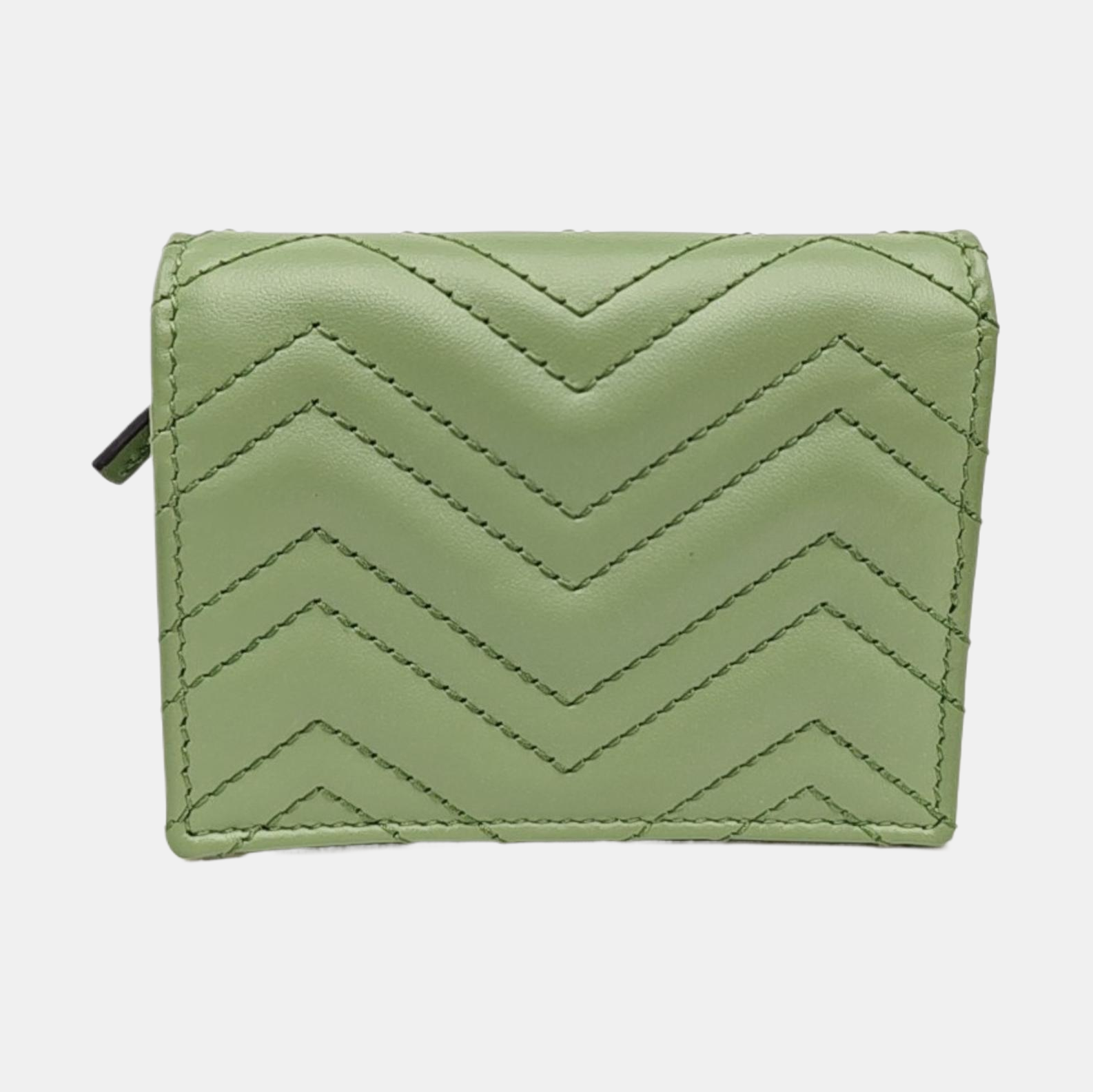 GG Marmont Mini Chevron Calfskin Green Wallet