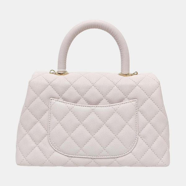 COCO HANDLE Small Quilted Grained Calfskin Pink