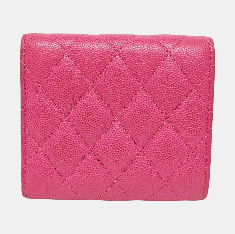 CLASSIC FLAP Quilted Grained Calfskin Pink Wallet