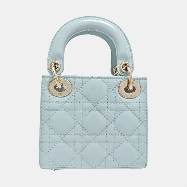 Lady Dior Cannage Patent Leather Blue
