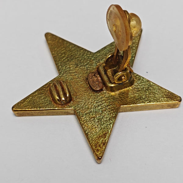 Vintage Metal Gold Clip On Earrings