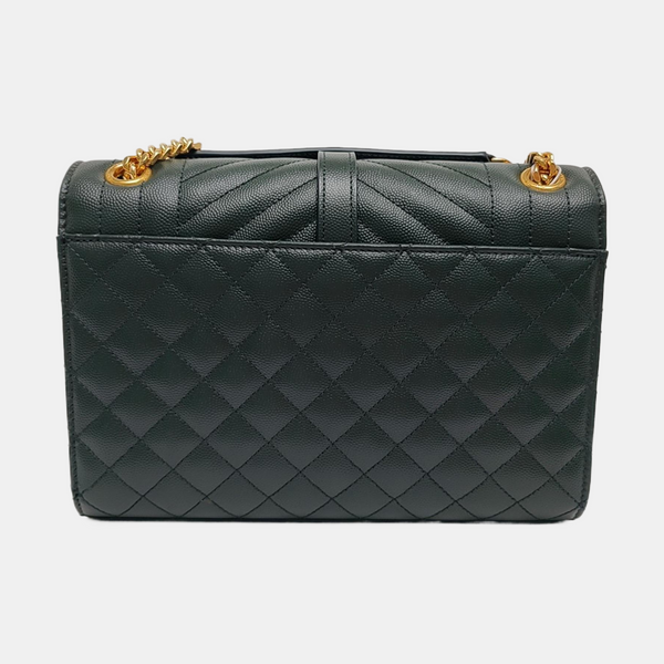 ENVELOPE Medium Chevron, Quilted Calfskin Green