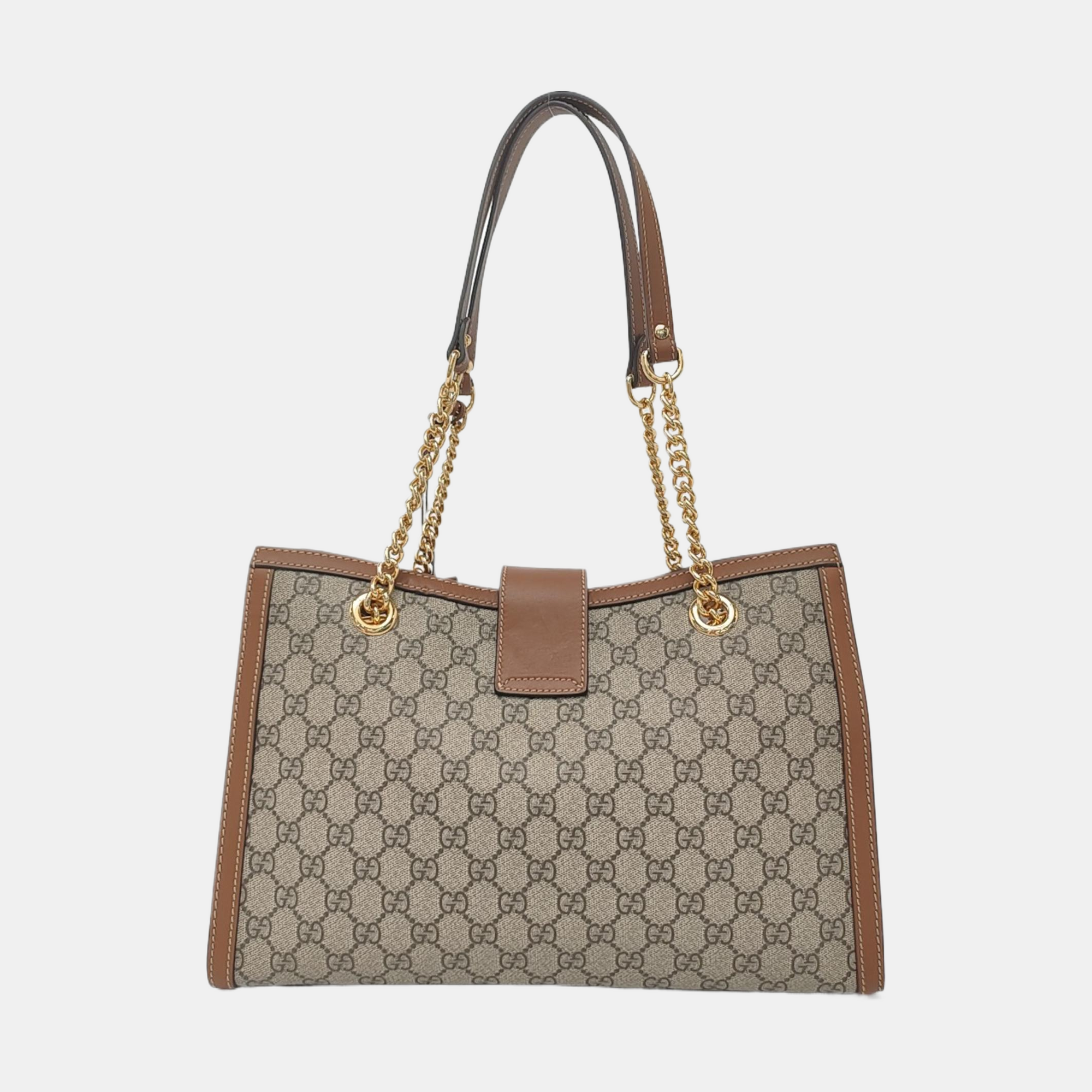 Padlock Medium Monogram Coated Canvas Beige
