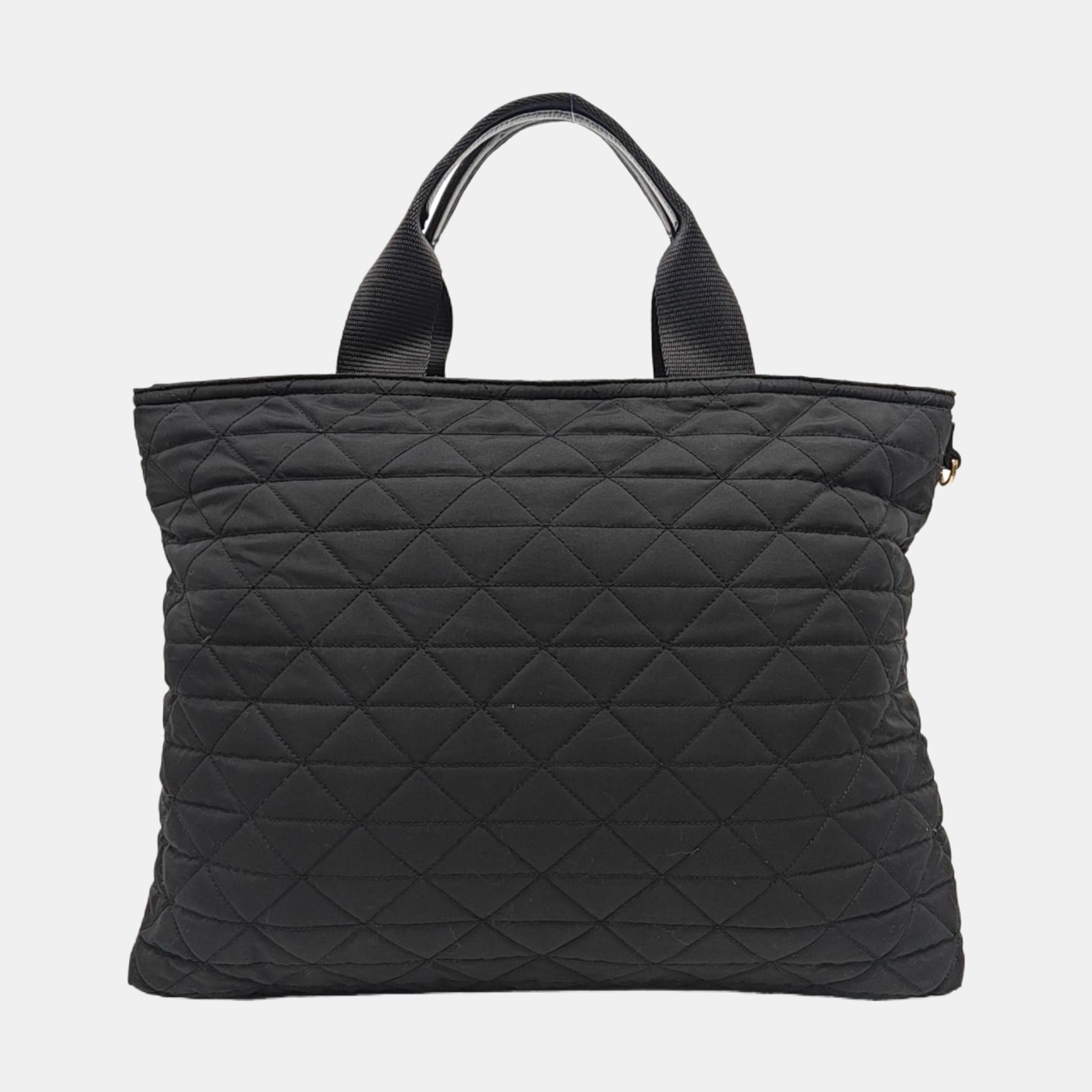 Quilted Nylon Shoulder Bag Black
