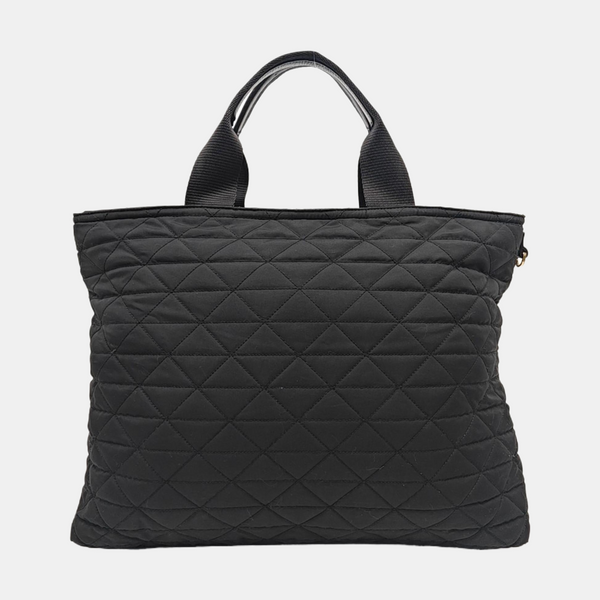Quilted Nylon Shoulder Bag Black